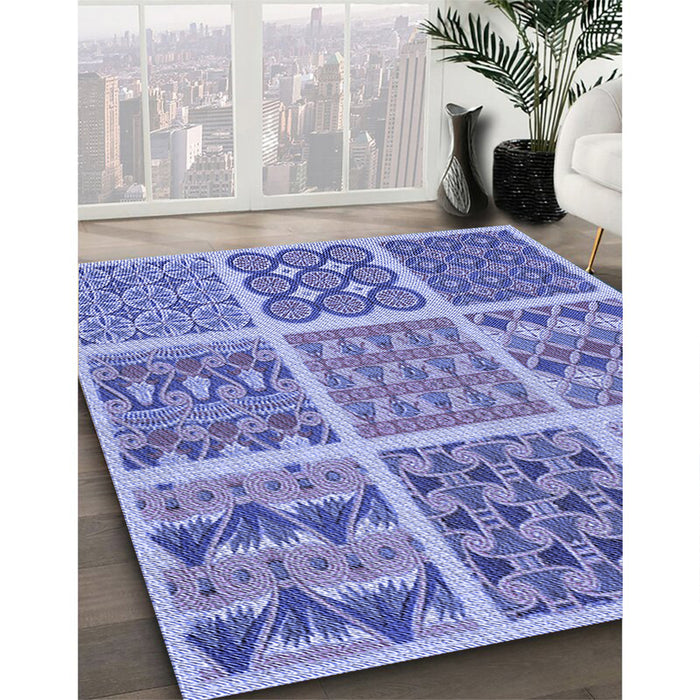 Patterned Jeans Blue Rug in Family Room, pat2684blu