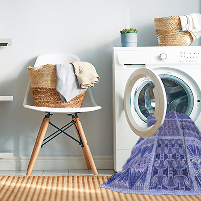 Machine Washable Transitional Jeans Blue Rug in a Washing Machine, wshpat2684blu