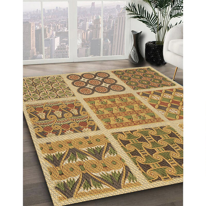 Machine Washable Transitional Orange Rug in a Family Room, wshpat2684brn