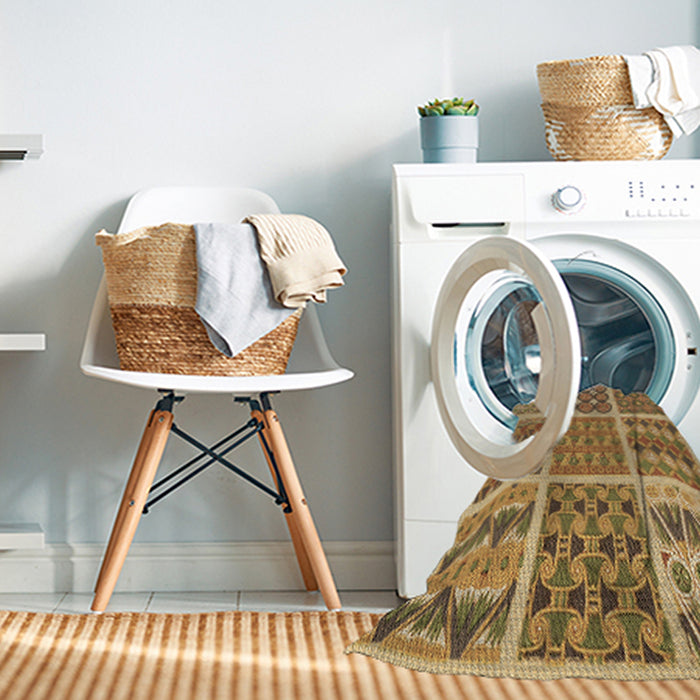 Machine Washable Transitional Orange Rug in a Washing Machine, wshpat2684brn