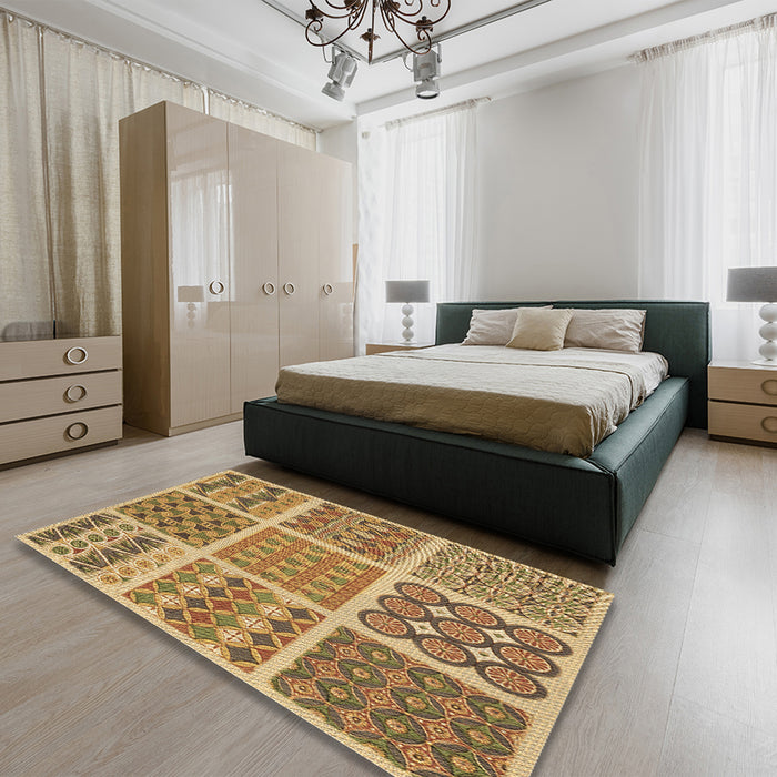 Patterned Orange Rug in a Bedroom, pat2684brn