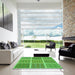 Square Patterned Emerald Green Rug in a Living Room, pat2684grn