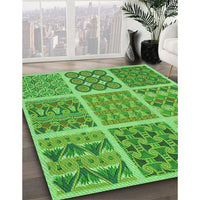 Patterned Emerald Green Rug, pat2684grn
