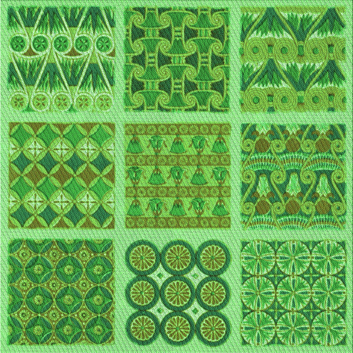 Round Patterned Emerald Green Rug, pat2684grn