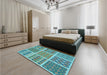 Patterned Turquoise Green Rug in a Bedroom, pat2684lblu