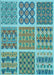 Patterned Turquoise Green Rug, pat2684lblu