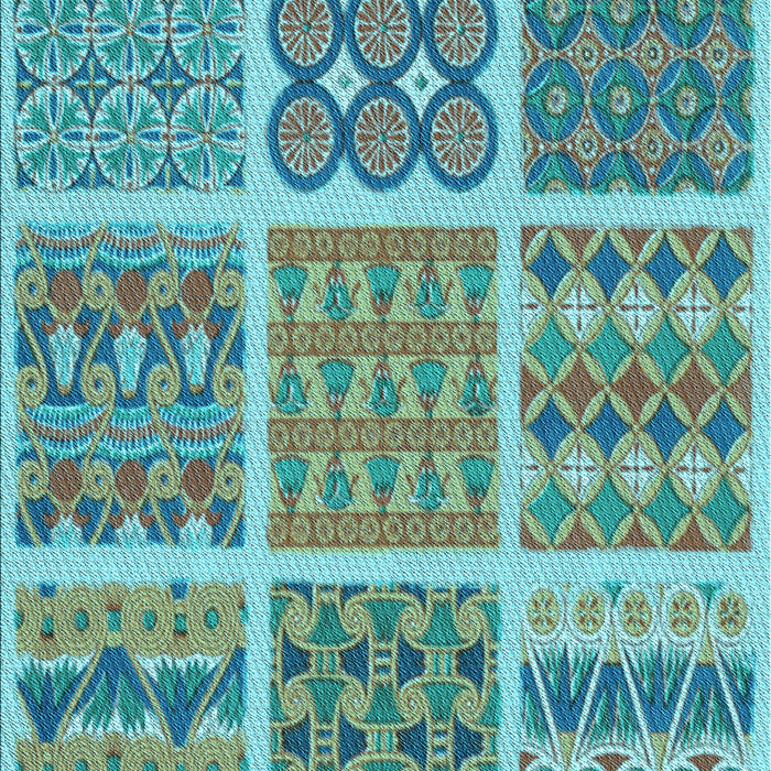 Patterned Turquoise Green Rug, pat2684lblu