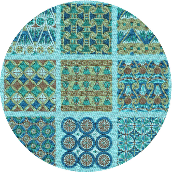 Square Machine Washable Transitional Turquoise Green Rug in a Living Room, wshpat2684lblu