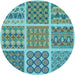 Square Machine Washable Transitional Turquoise Green Rug in a Living Room, wshpat2684lblu