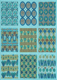 Machine Washable Transitional Turquoise Green Rug, wshpat2684lblu