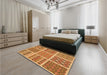 Patterned Orange Rug in a Bedroom, pat2684org