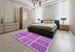 Patterned Violet Purple Rug in a Bedroom, pat2684pur