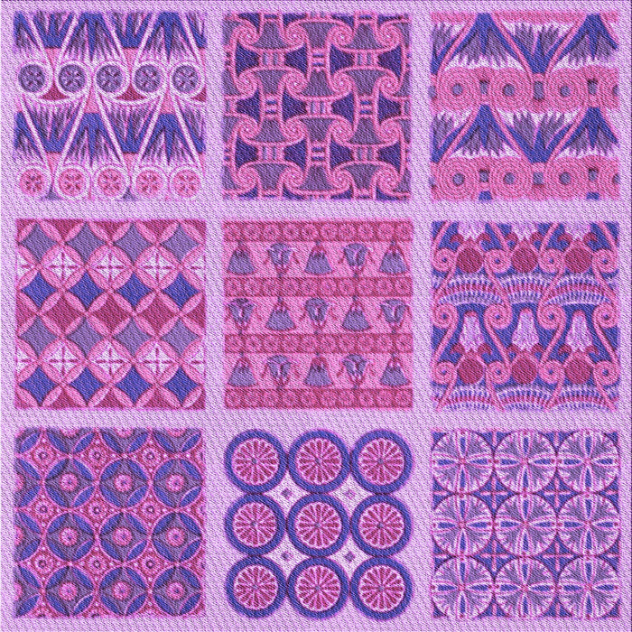 Round Patterned Violet Purple Rug, pat2684pur