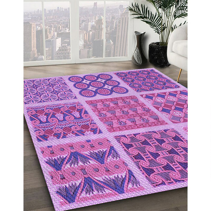 Patterned Violet Purple Rug in Family Room, pat2684pur