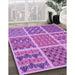 Patterned Violet Purple Rug in Family Room, pat2684pur
