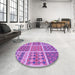 Round Patterned Violet Purple Rug in a Office, pat2684pur
