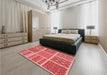Patterned Red Rug in a Bedroom, pat2684rd