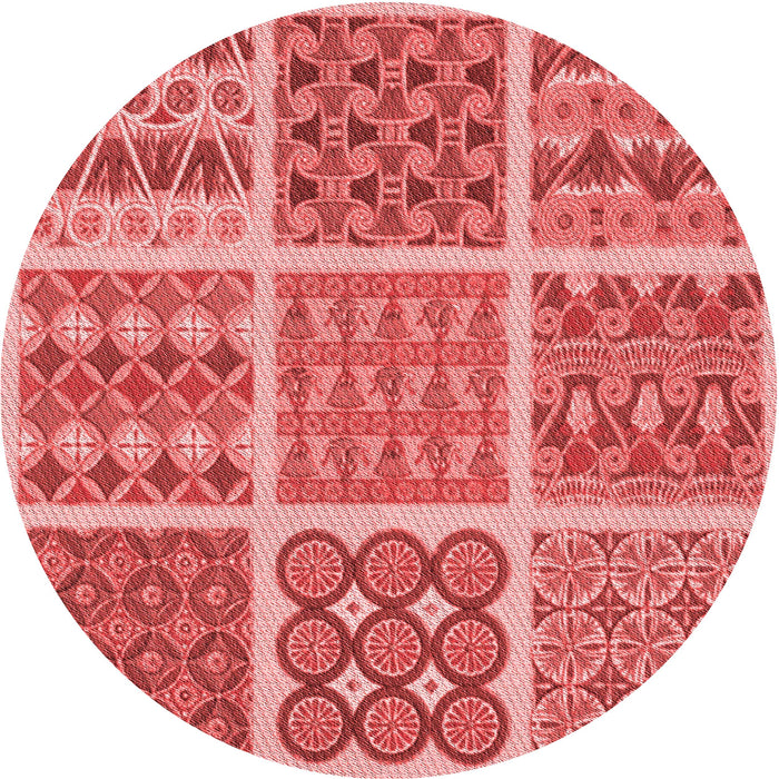 Square Patterned Red Rug, pat2684rd