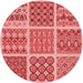 Square Patterned Red Rug, pat2684rd