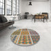 Round Patterned Brown Novelty Rug in a Office, pat2684