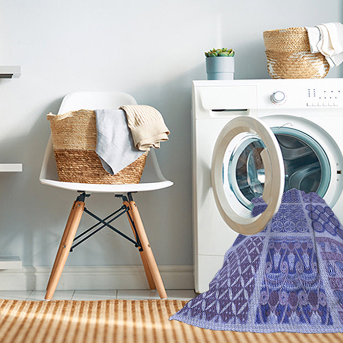 Machine Washable Transitional Slate Blue Rug in a Washing Machine, wshpat2685blu