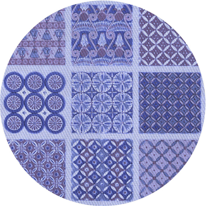 Square Patterned Slate Blue Rug, pat2685blu