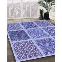 Patterned Slate Blue Rug, pat2685blu