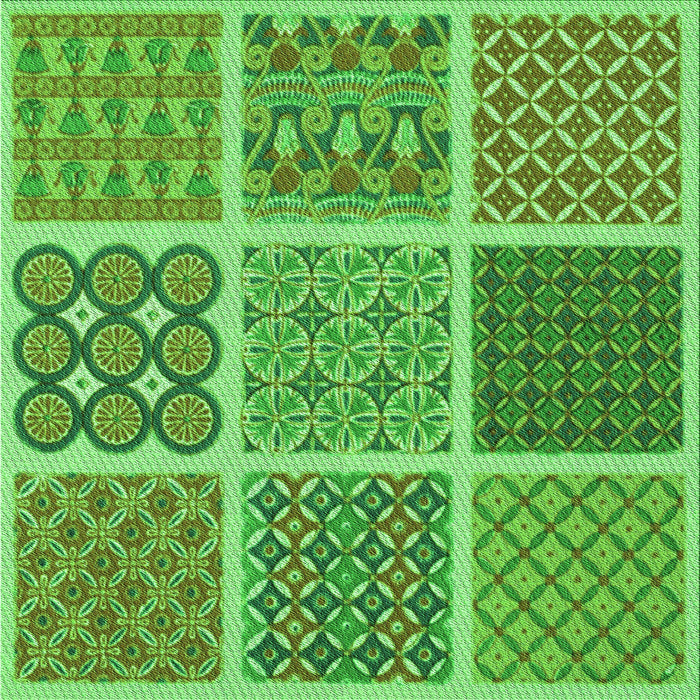 Round Patterned Emerald Green Rug, pat2685grn