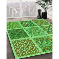 Patterned Emerald Green Rug, pat2685grn