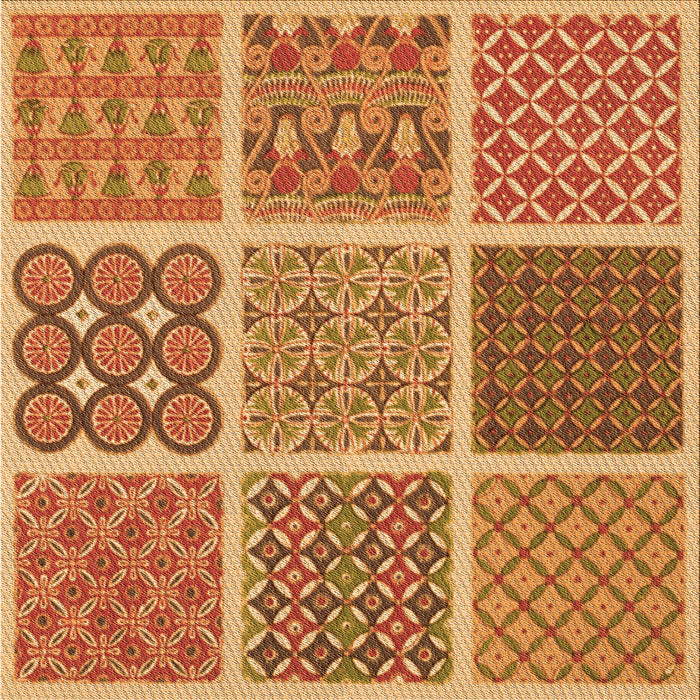 Round Patterned Orange Rug, pat2685org