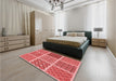 Patterned Red Rug in a Bedroom, pat2685rd