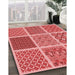 Patterned Red Rug in Family Room, pat2685rd
