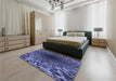 Patterned Light Slate Blue Rug in a Bedroom, pat2686blu