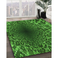 Patterned Deep Emerald Green Rug, pat2686grn