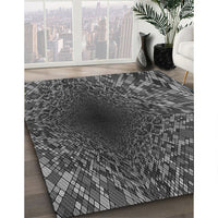 Patterned Charcoal Black Rug, pat2686gry