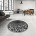 Round Patterned Charcoal Black Rug in a Office, pat2686gry