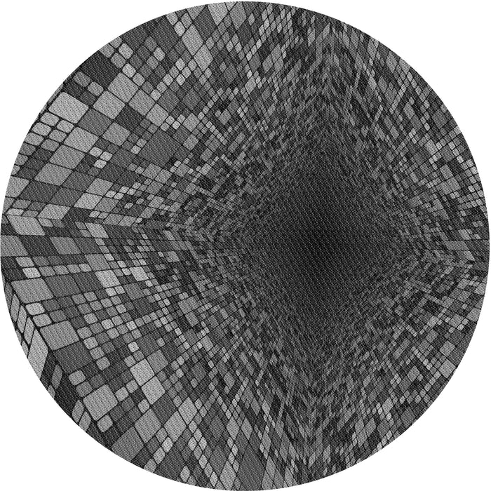 Square Patterned Charcoal Black Rug, pat2686gry