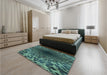 Patterned Mint Green Rug in a Bedroom, pat2686lblu