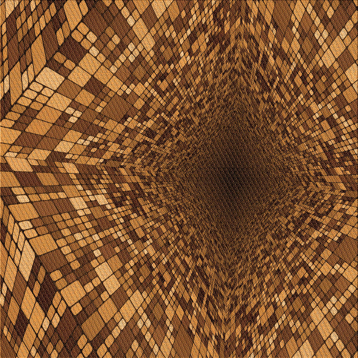 Round Patterned Orange Rug, pat2686org