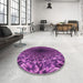 Round Patterned Purple Rug in a Office, pat2686pur