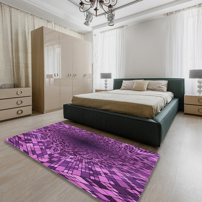 Patterned Purple Rug in a Bedroom, pat2686pur