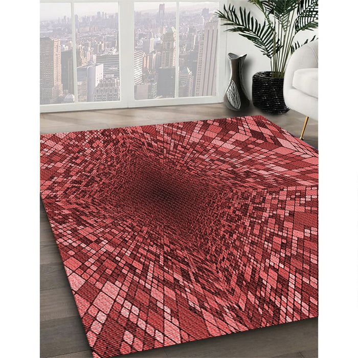 Machine Washable Transitional Cranberry Red Rug in a Family Room, wshpat2686rd