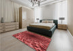 Patterned Cranberry Red Rug in a Bedroom, pat2686rd