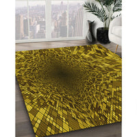 Patterned Orange Gold Rug, pat2686yw