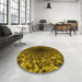 Round Patterned Orange Gold Rug in a Office, pat2686yw