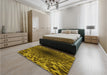 Patterned Orange Gold Rug in a Bedroom, pat2686yw