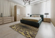 Machine Washable Transitional Brass Green Rug in a Bedroom, wshpat2686