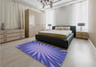 Patterned Purple Mimosa Purple Rug in a Bedroom, pat2687blu