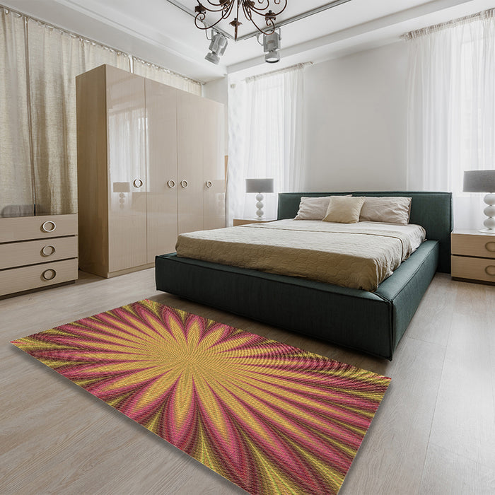 Patterned Orange Rug in a Bedroom, pat2687brn