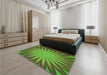 Patterned Green Rug in a Bedroom, pat2687grn